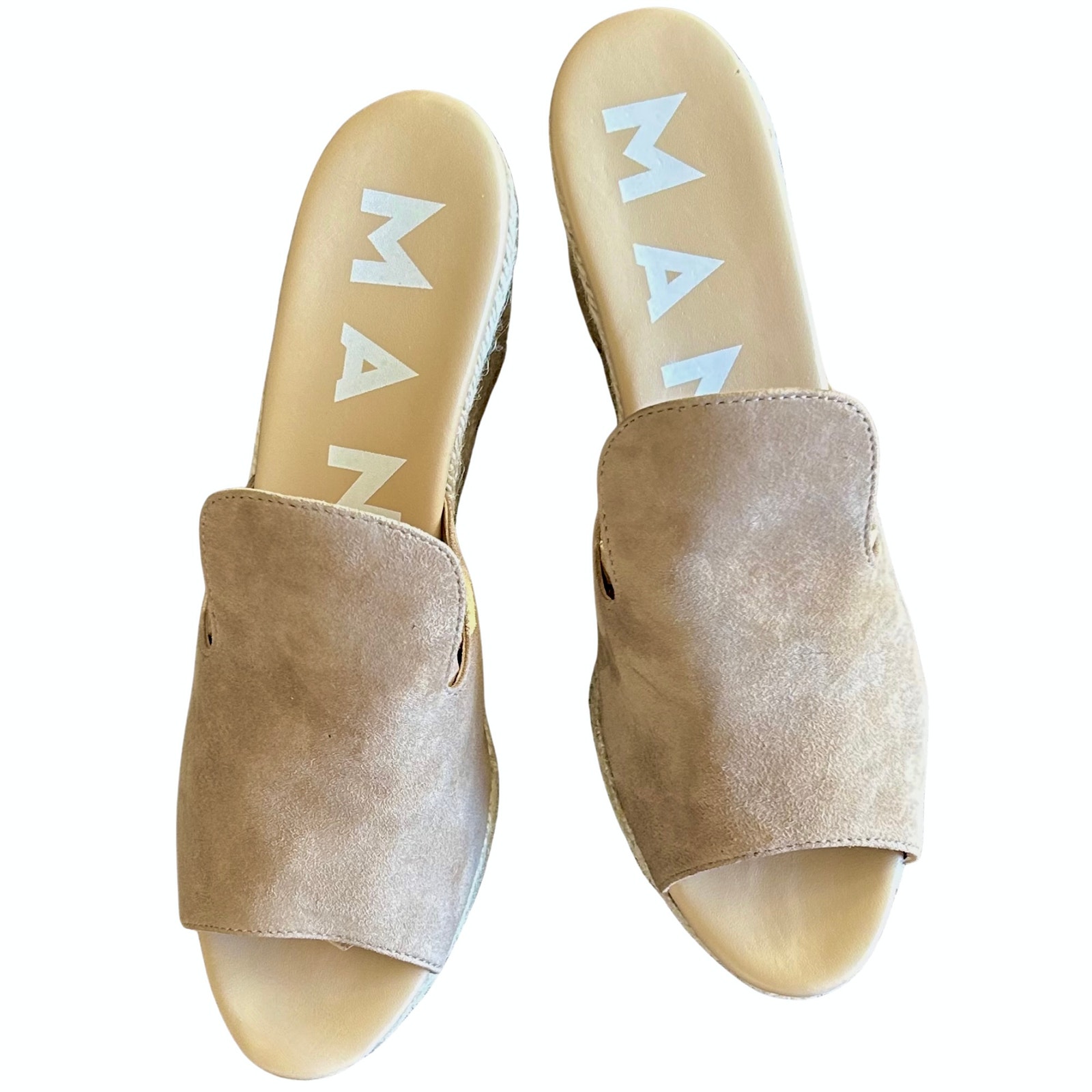 Manebi Hamptons Sabot Wedge Sandals Suede Espadrille Mule 38 7.5 — image 5 of 8